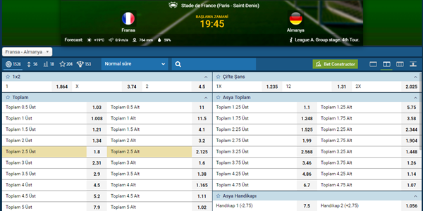 1xbet bahis oranları