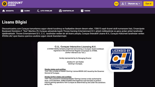 Discountcasino casino lisansı